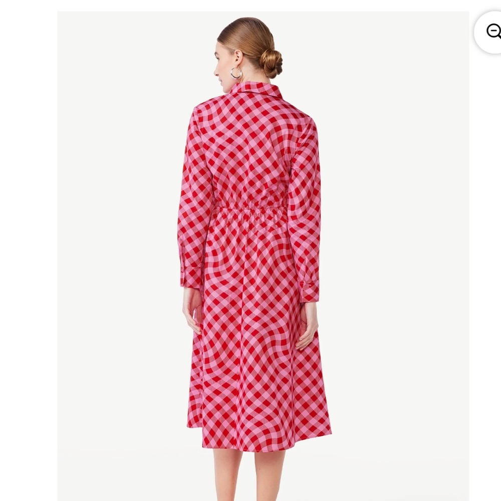 EUC Scoop Women's Side Knot Poplin Midi Shirt Dress Size Large 12-14 w/Pockets - Picture 3 of 13